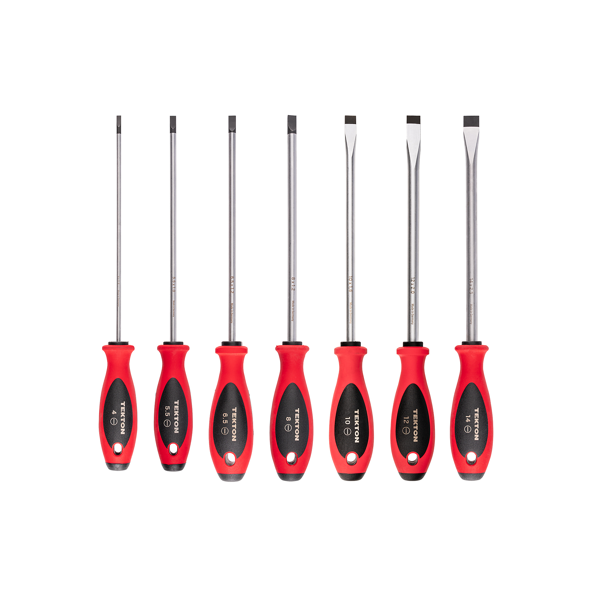 TEKTON Slotted Screwdriver Set - 8 Inch Shanks, 7-Piece (4 - 14 mm) | DWS90003